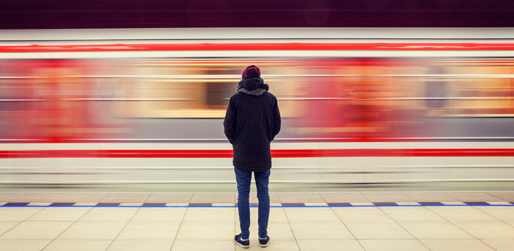 man on a train platform