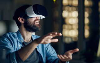 Man using VR goggles